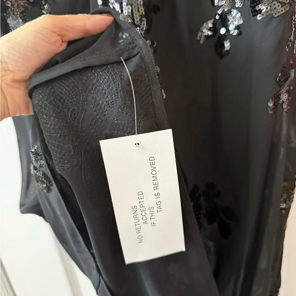 Rat & Boa Giulia Floral Sequin Embroidered Semi Sheer Dress Black NEW with tags - Picture 8 of 10